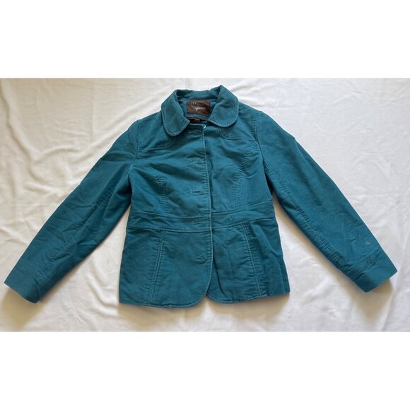 Pre-Loved L.L. Bean Womens XS Petite Teal Button-Up Cotton Jacket With Collar - Picture 1 of 7
